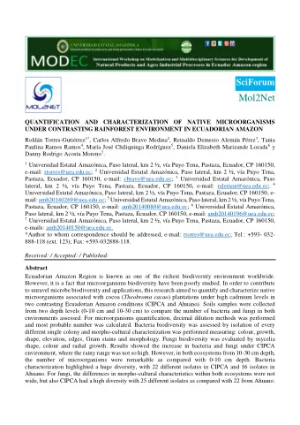 SciForum Mol2Net  QUANTIFICATION AND CHARACTERIZATION OF NATIVE MICROORGANISMS  UNDER CONTRASTING