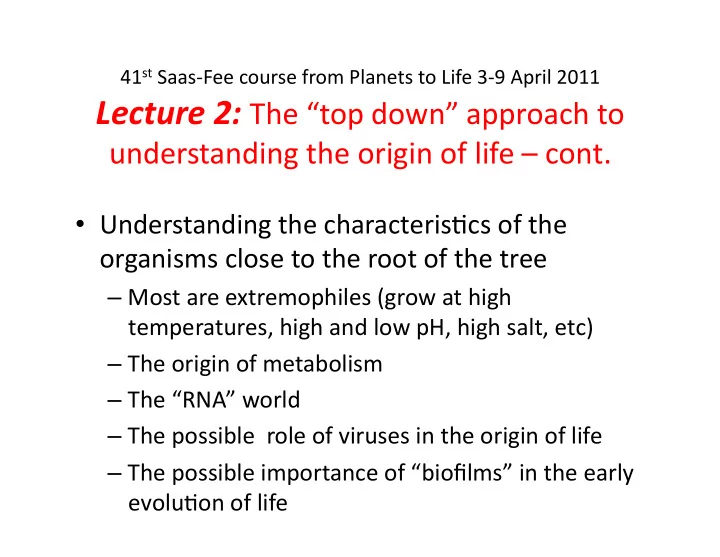 41 st saas fee course from planets to life 3 9 april 2011