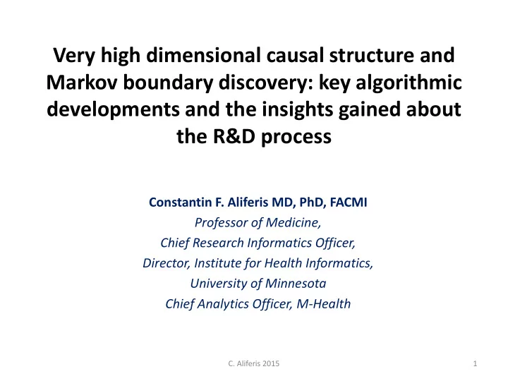 very high dimensional causal structure and markov