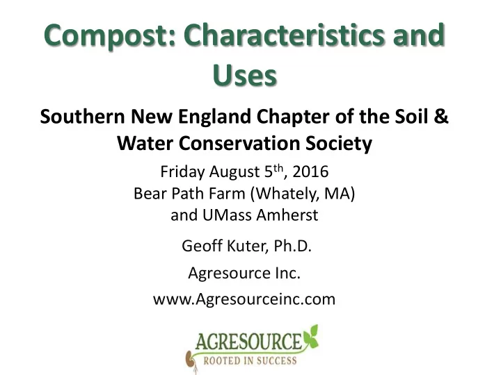 compost characteristics and uses