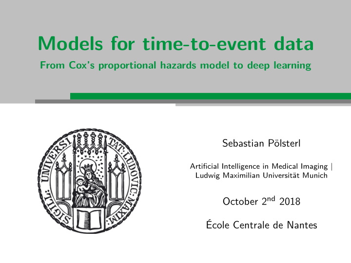 models for time to event data