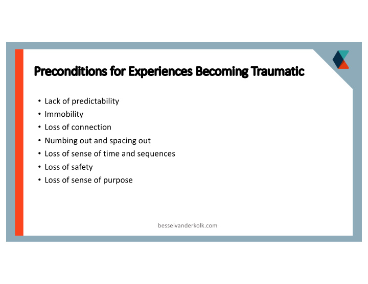 pr preconditions for experiences becoming traumatic