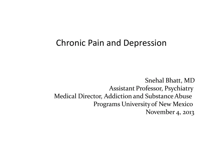 chronic pain and depression