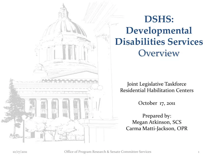 dshs developmental disabilities services overview