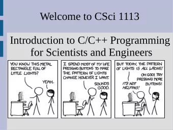 Welcome to CSci 1113  Introduction to C/C++ Programming  for Scientists and Engineers  Instructor