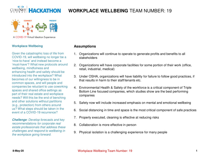 workplace wellbeing team number 19