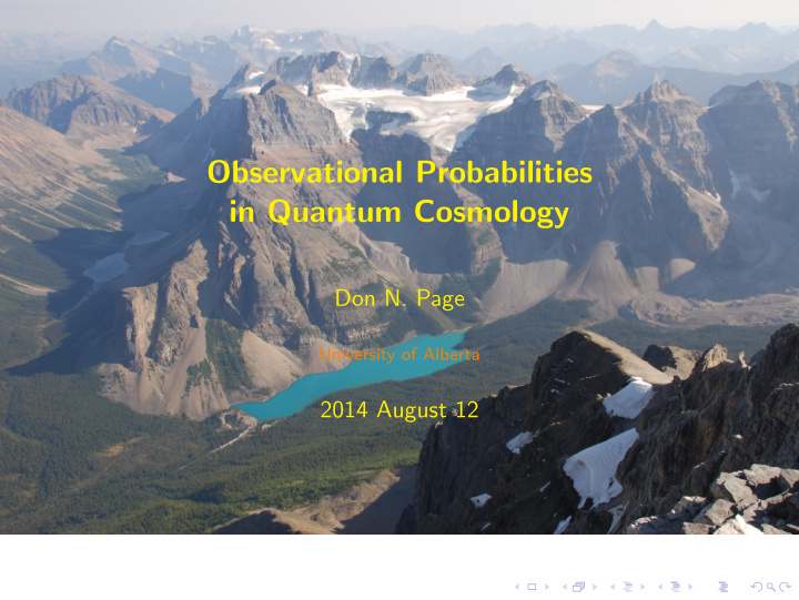 observational probabilities in quantum cosmology