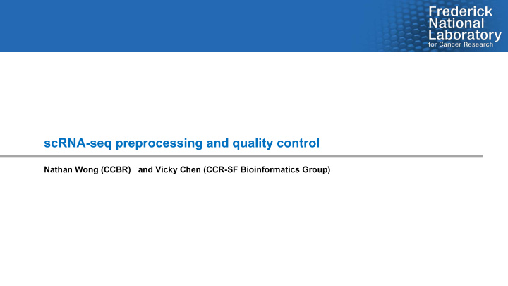 scrna seq preprocessing and quality control