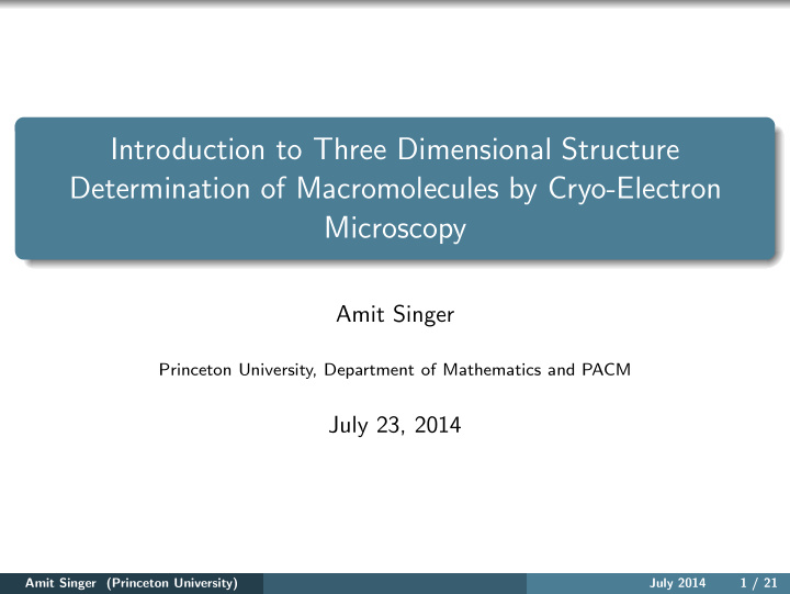 introduction to three dimensional structure determination
