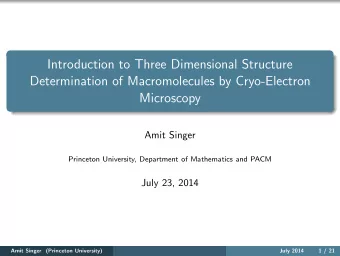 Introduction to Three Dimensional Structure  Determination of Macromolecules by Cryo-Electron