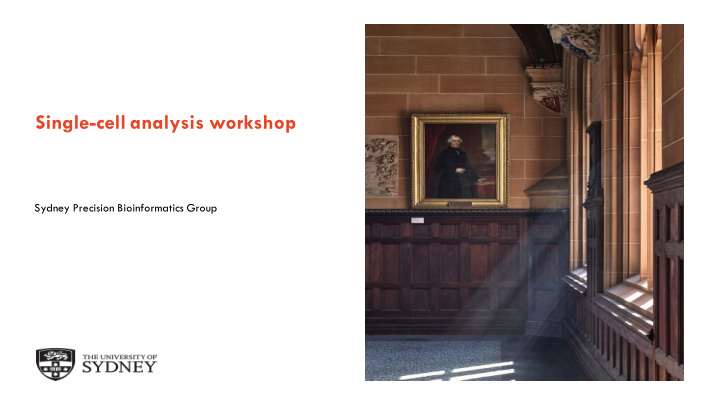 single cell analysis workshop
