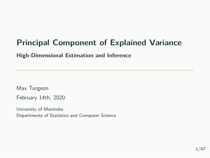 principal component of explained variance