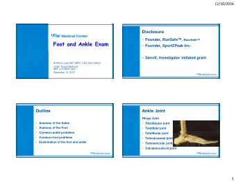 Foot and Ankle Exam  Founder, SportZPeak Inc.  Sanofi, Investigator initiated grant Anthony