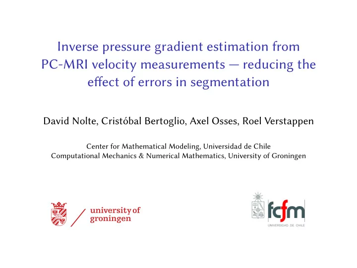 inverse pressure gradient estimation from pc mri velocity