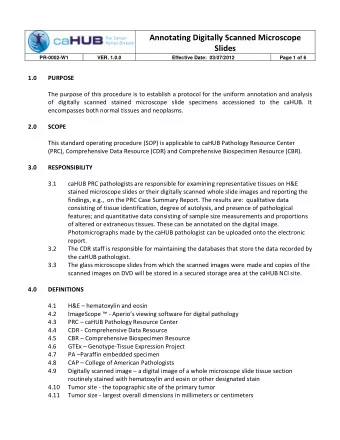 Annotating Digitally Scanned Microscope  Slides  PR-0002-W1  VER. 1.0.0  Effective Date: