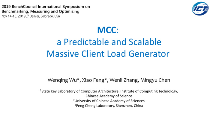 mcc a predictable and scalable massive client load