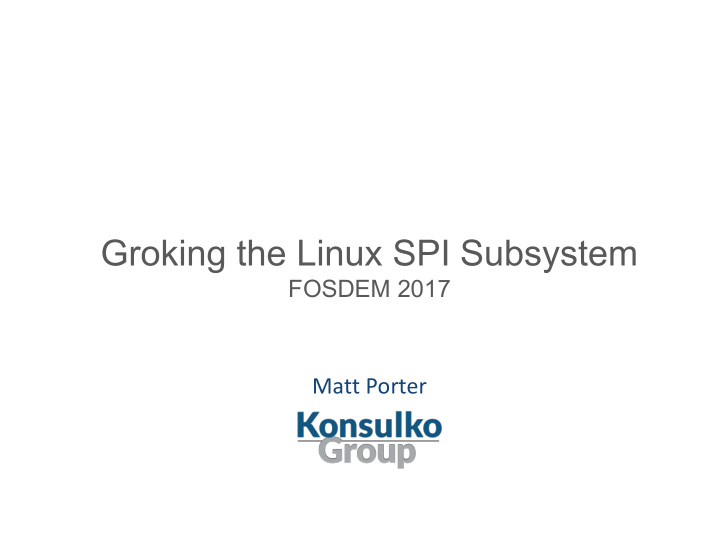 groking the linux spi subsystem