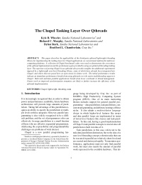 the chapel tasking layer over qthreads