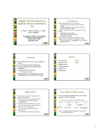 Support ing Time-Sensit ive  I nt roduct ion  Mult imedia applicat ions t ime-sensit ive