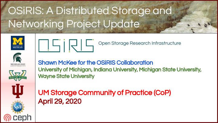 osiris a distributed storage and networking project update