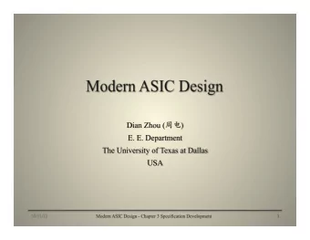 Objectives  An ASIC application MSDAP  Analyze the application requirement  System