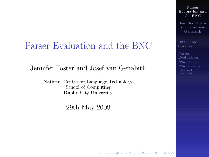 parser evaluation and the bnc
