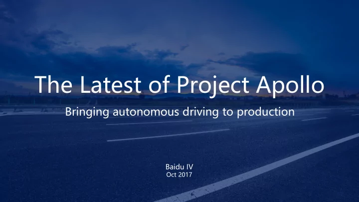 the latest of project apollo