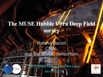 The MUSE Hubble Ultra Deep Field  survey  Roland Bacon  CRAL  and the MUSE consortium  Tokyo