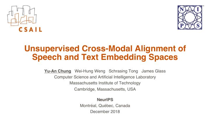 unsupervised cross modal alignment of speech and text