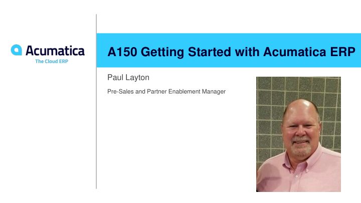 a150 getting started with acumatica erp