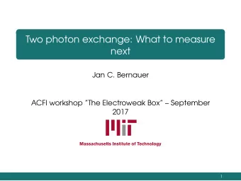 Two photon exchange: What to measure  next  Jan C. Bernauer  ACFI workshop The Electroweak