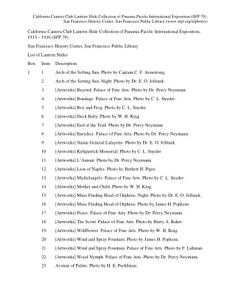 California Camera Club Lantern Slide Collection of Panama-Pacific International Exposition,  1915