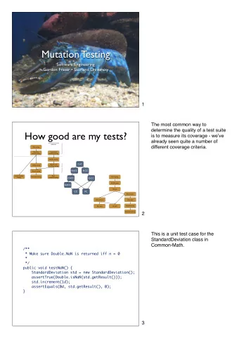 Mutation Testing  Software Engineering  Gordon Fraser  Saarland University  1  The most common