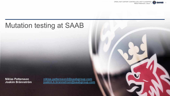 mutation testing at saab