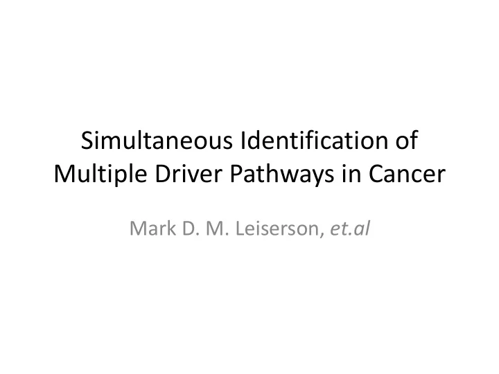 simultaneous identification of