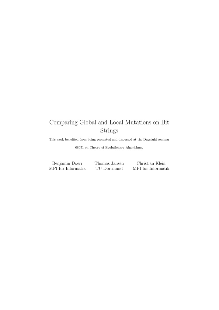 comparing global and local mutations on bit strings