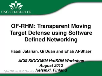 OF-RHM: Transparent Moving  Target Defense using Software  Defined Networking  Haadi Jafarian, Qi
