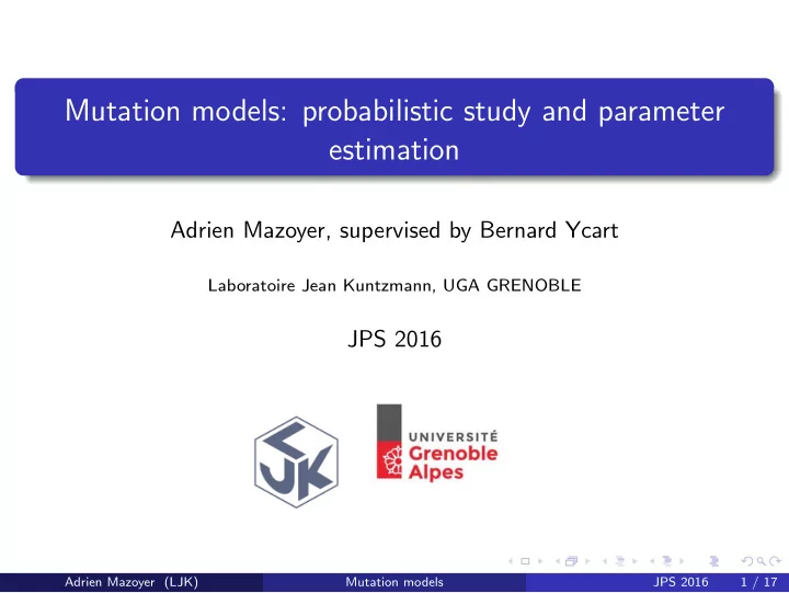 mutation models probabilistic study and parameter