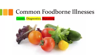 Common Foodborne Illnesses  Causes, Diagnostics, Reporting  Objectives  Describe recent