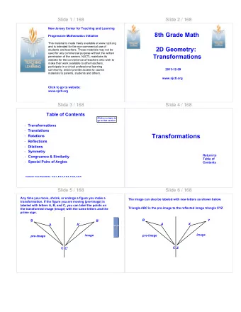 Transformations  Rotations  Reflections  Dilations  Symmetry  Return to  Congruence &amp;