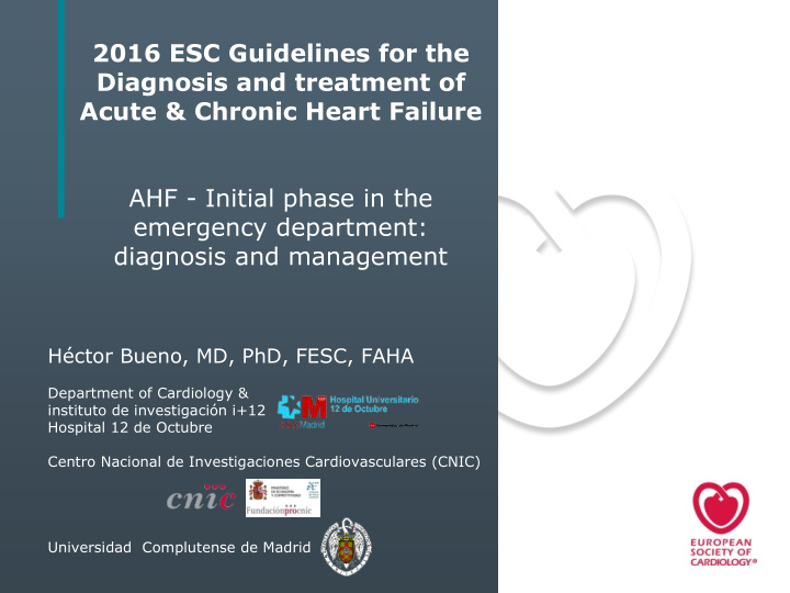 2016 esc guidelines for the diagnosis and treatment of