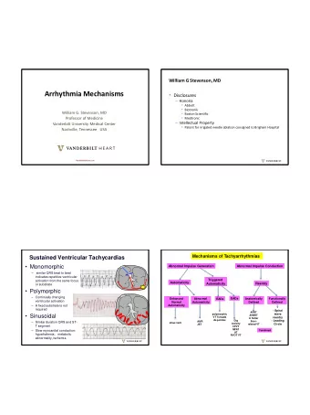 Arrhythmia Mechanisms  Disclosures  Honoria  Abbott  Biotronik  William G. Stevenson,