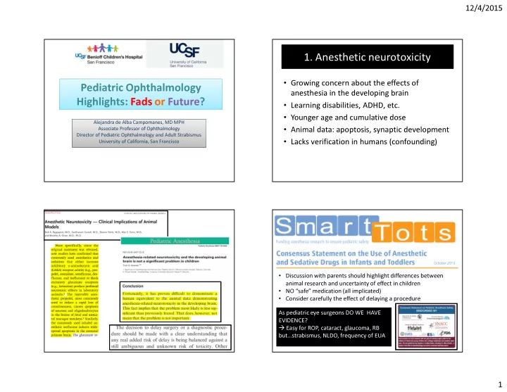 1 anesthetic neurotoxicity