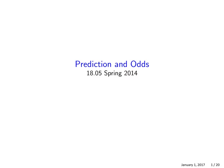 prediction and odds