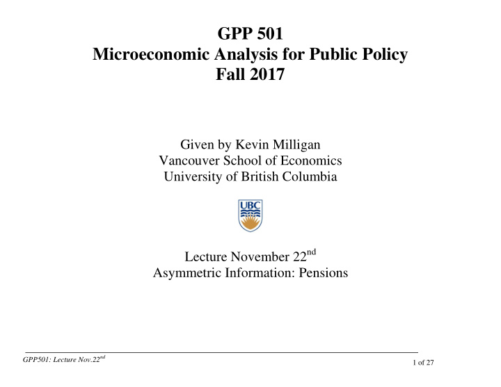 gpp 501 microeconomic analysis for public policy fall 2017