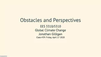 Obstacles and Perspectives  Obstacles and Perspectives  EES 3310/5310  EES 3310/5310  Global