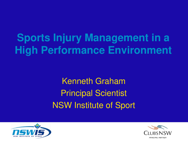 sports injury management in a high performance environment