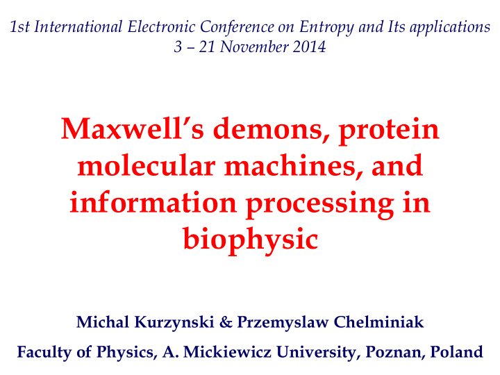 maxwell s demons protein molecular machines and