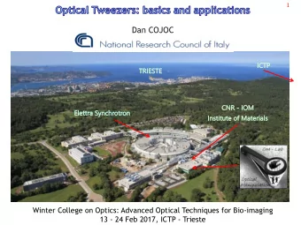 Dan COJOC  Winter College on Optics: Advanced Optical Techniques for Bio-imaging  13 - 24 Feb 2017,