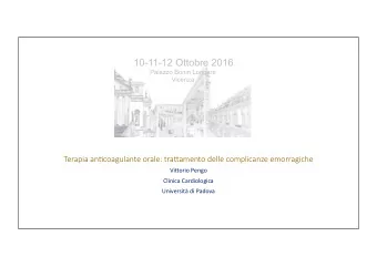 10-11-12 Ottobre 2016  Palazzo Bonin Longare Vicenza   Terapia an)coagulante orale: